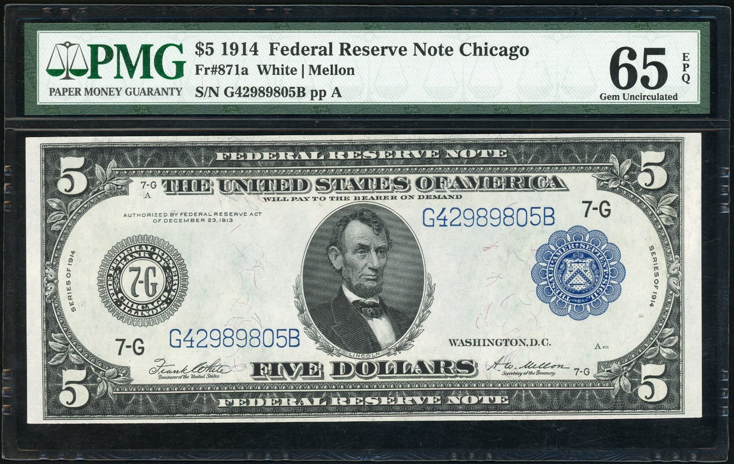 Fr 871a 1914 $5 Federal Reserve Note Chicago