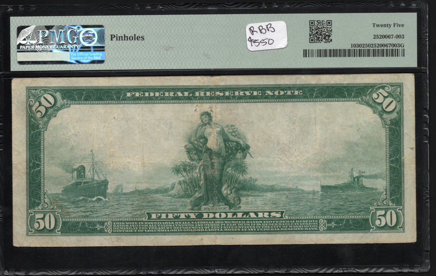 Fr 1030 1914 $50 Federal Reserve Note New York PMG 25