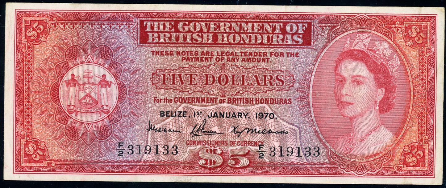 P-30c 1970 $5 British Honduras, VF
