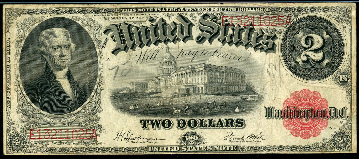 Fr 60 1917 $2 Legal Tender PMG 20 VF
