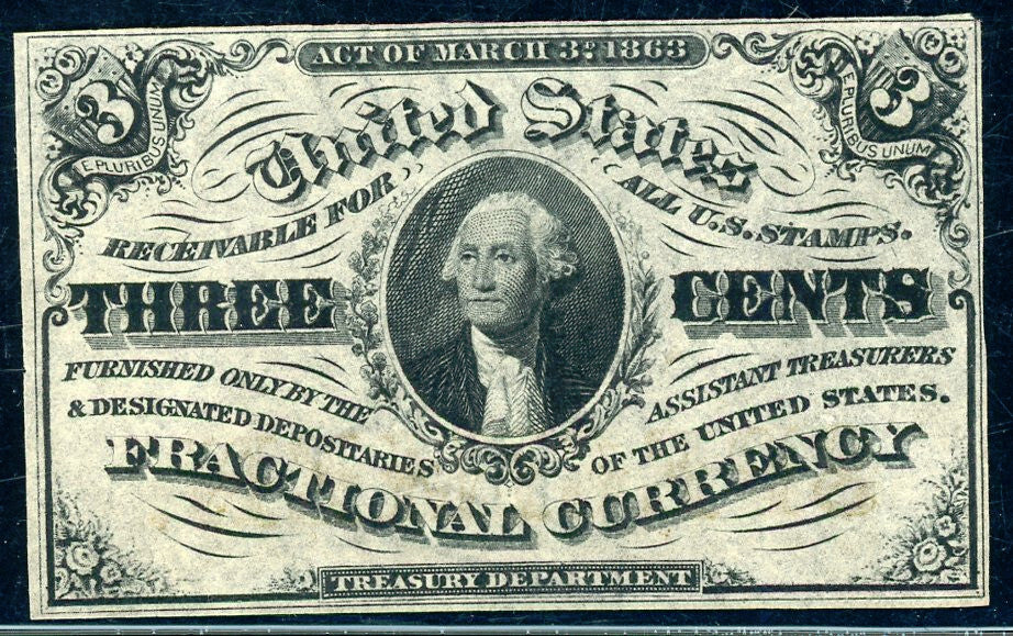 Fr 1227sp Third Issue 3 cent Fractional Currency SPECIMEN PCGS 55