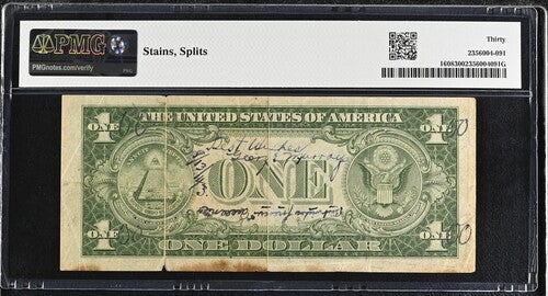 FR 1608 1935A $1 Silver Certificate SNORT SHORTER