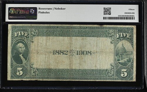 FR 533 1882 $5 The NB of the Republic Chicago Illinois Date Back CH# 4605