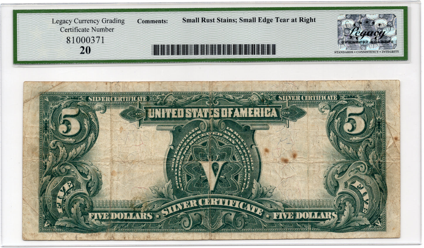 FR 280m 1899 $5 Silver Certificate MULE