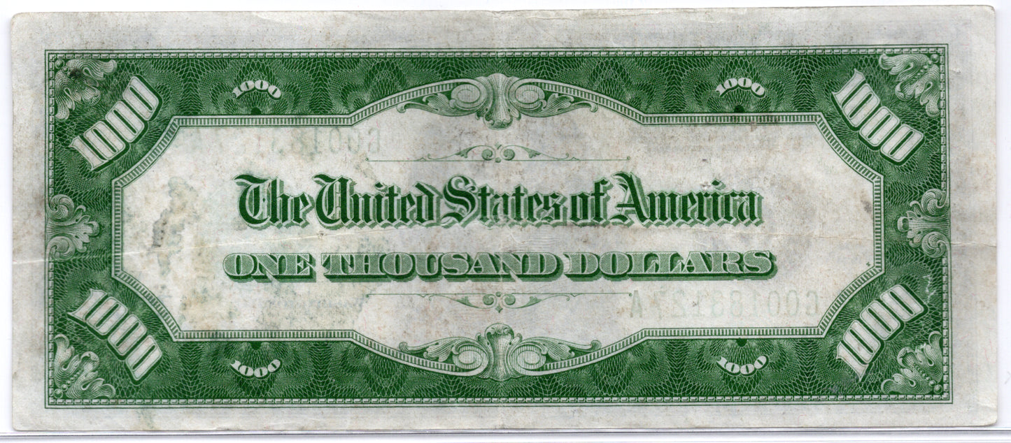 FR 2211-G 1934A $1000 Federal Reserve Note Pinholes