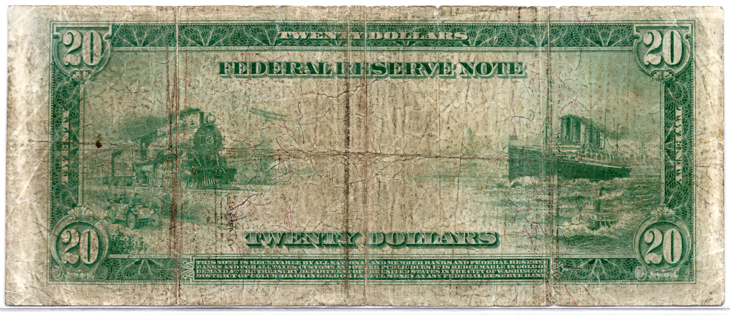 1914 $20 Federal Reserve Note DALLAS