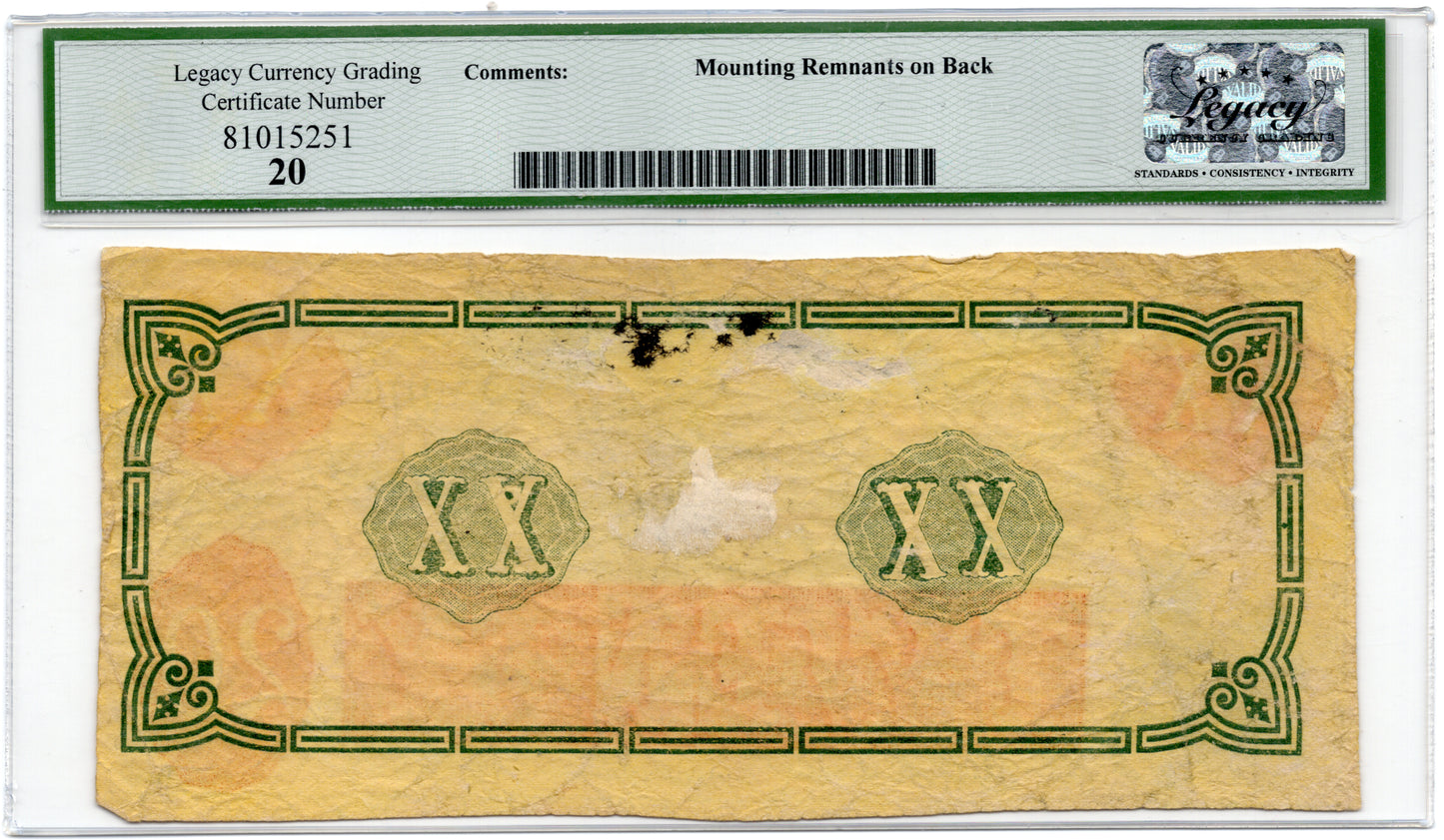 CT-XXI 1861 $20 Female Riding Deer Bogus Note