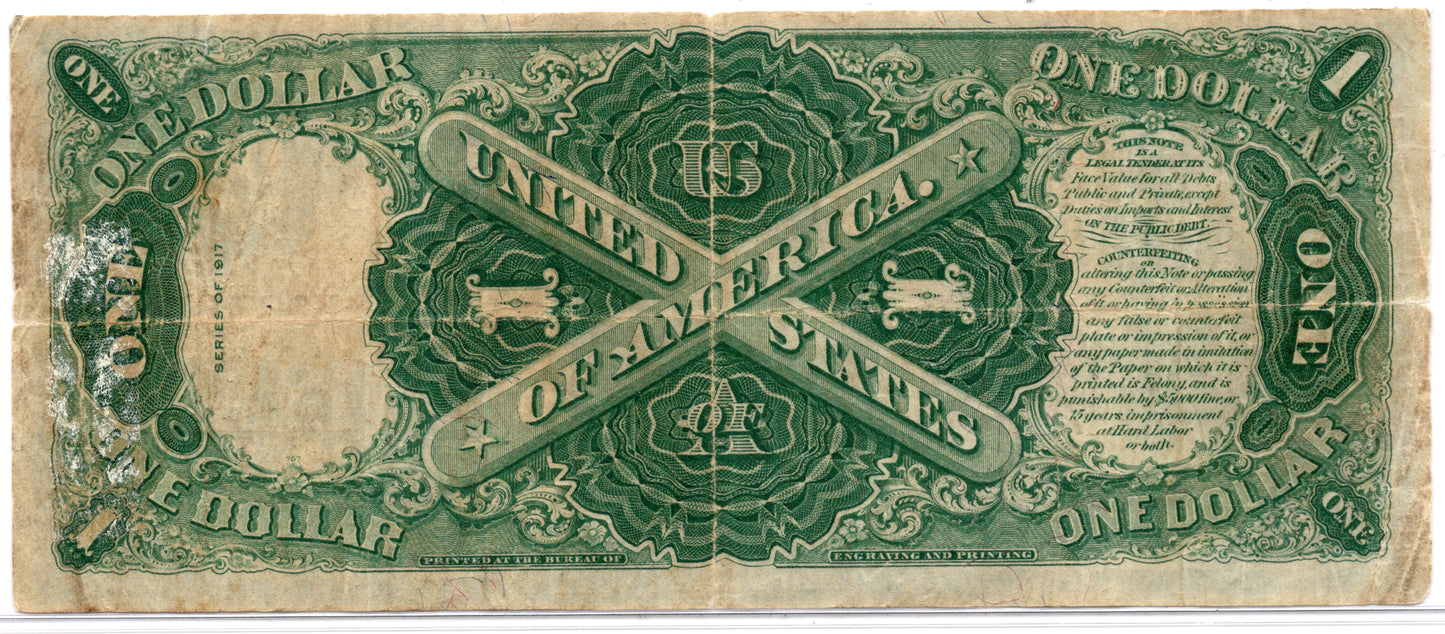 FR 36* 1917 $1 Legal Tender Note STAR Tear