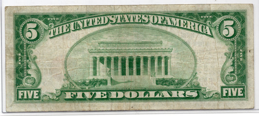 1929 $5 Mutual NB of Chicago Illinois CH# 11092