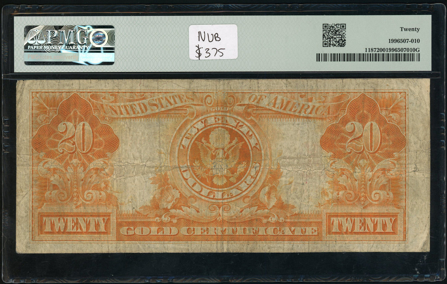 Fr 1187 1922 $20 Gold Certificate PMG 20 VF