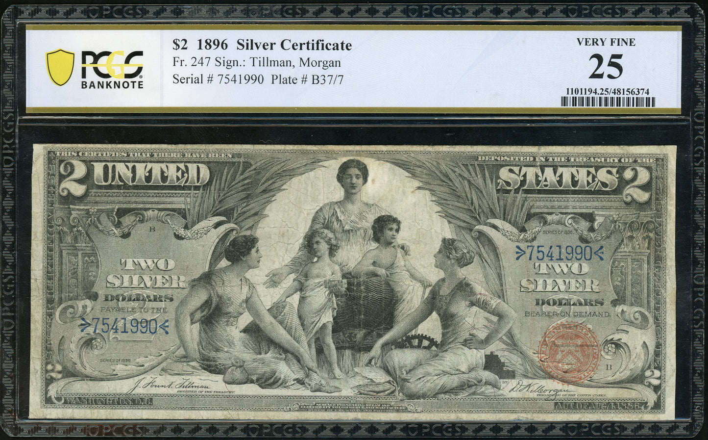 Fr 247 1896 $2 Silver Certificate Educational Series PCGS 25 VF