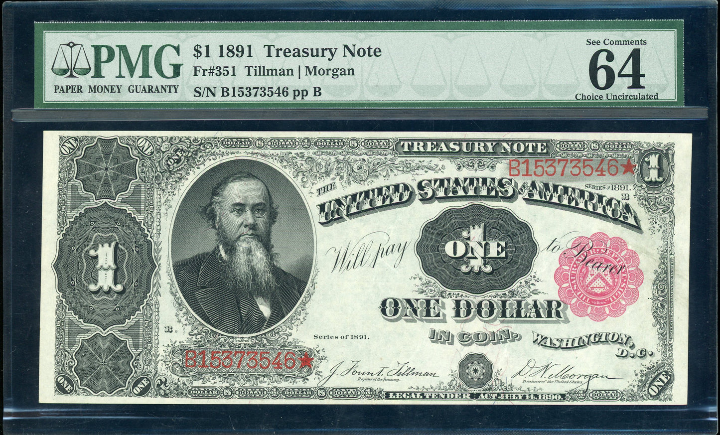 Fr 351 1891 $1 Treasury Note PMG 64 EPQ