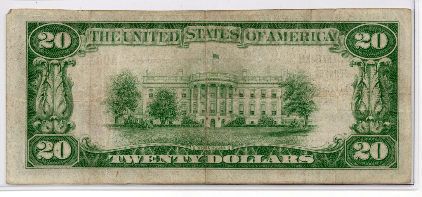 1929 $20 First National Speaker Bank of Canajoharie New York CH# 13876 Type 2