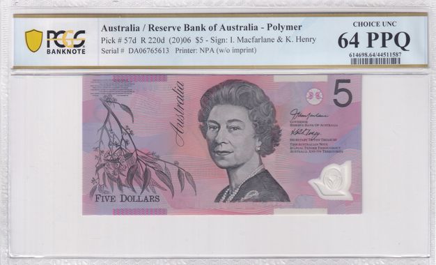 Australia P# 57d (20)06 Bank of Australia $5 Reserve