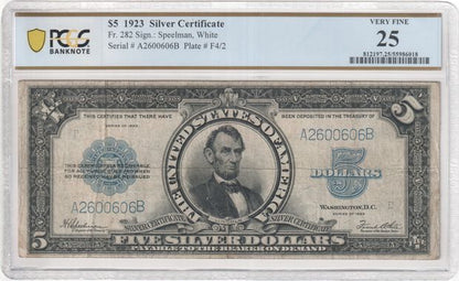 FR 282 1923 $5 Silver Certificate