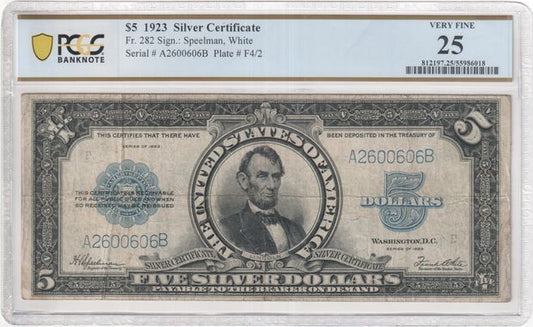 FR 282 1923 $5 Silver Certificate