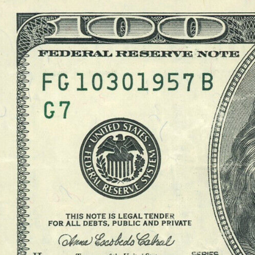 2003A $100, Birthday Note, Fancy Serial Number 10/30/1957