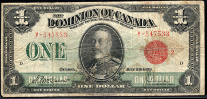 1923 $1 Dominion of Canada Red Seal