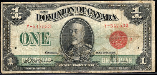 1923 $1 Dominion of Canada Red Seal