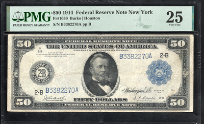 Fr 1030 1914 $50 Federal Reserve Note New York PMG 25