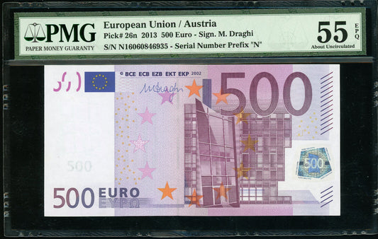P-26n 2002 500 Euro European Union/Austria, PMG 55 EPQ About UNC 