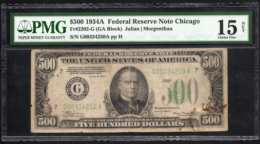 FR 2202G 1934A $500 FRN CHICAGO