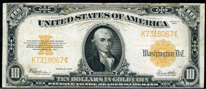 Fr 1173 1922 $10 Gold Certificate VF
