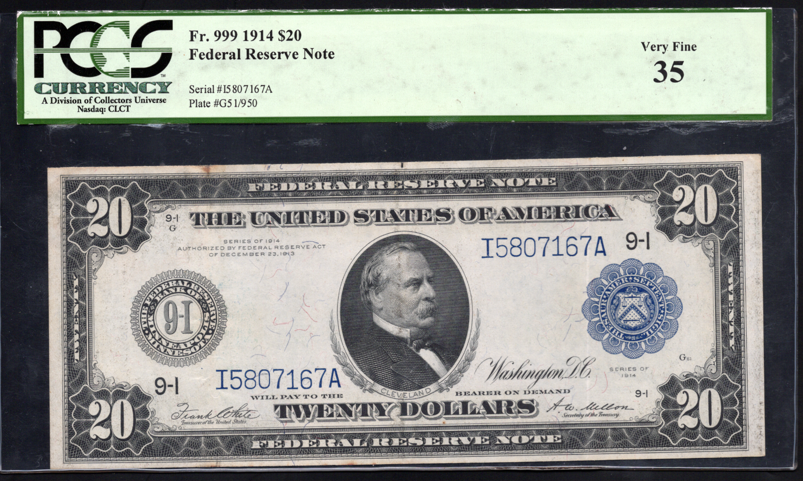 FR 999 1914 $20 Federal Reserve Note Minneapolis
