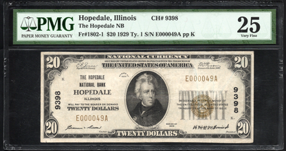 Fr 1802-1 1929 $10 The Hopedale National Bank Hopedale Illinois Ch# 9398