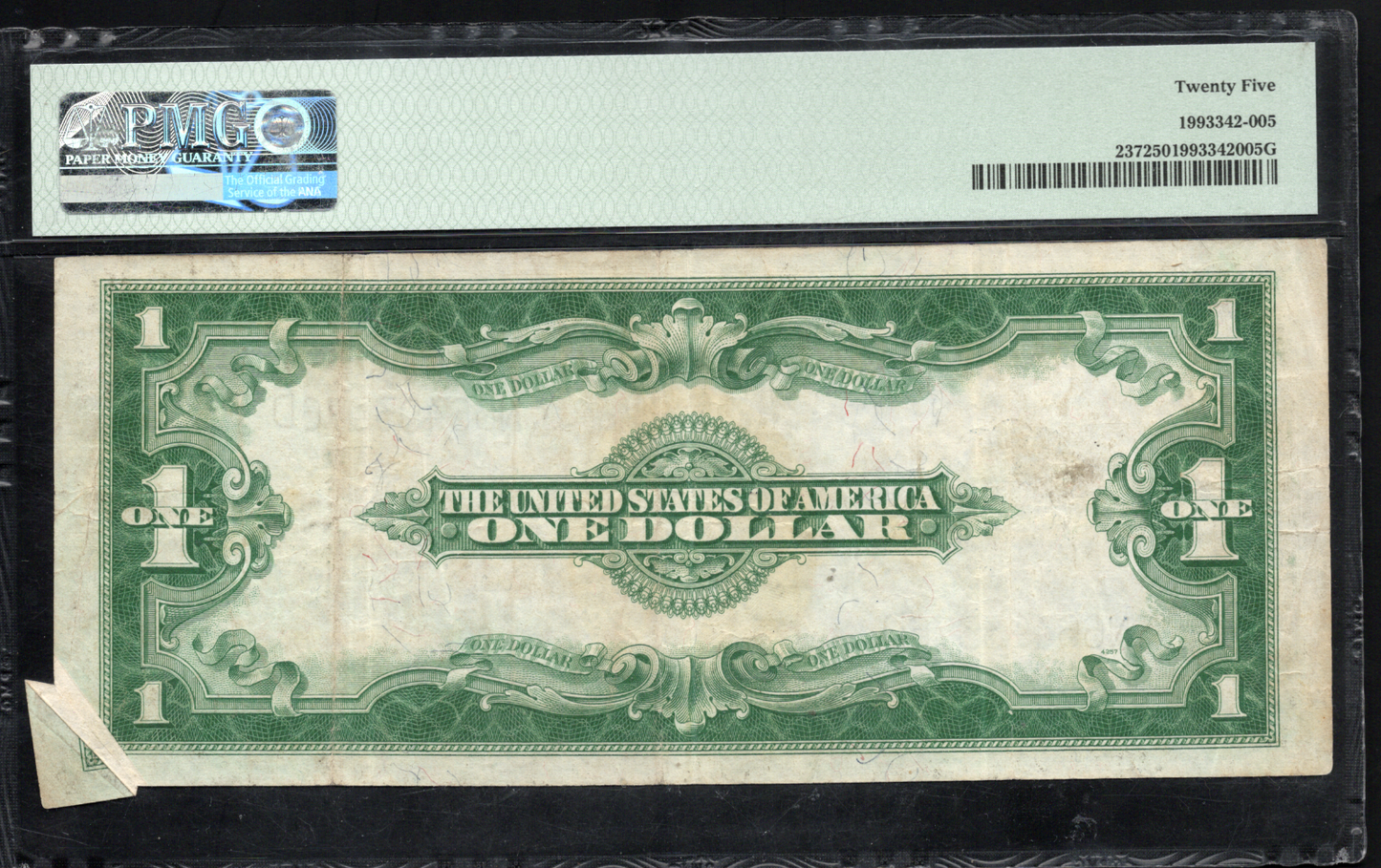 Fr 237 1923 $1 Silver Certificate BUTTERLY FOLD ERROR PMG 25