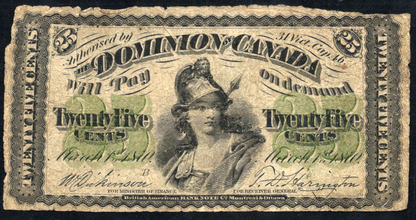 1870 25 cents DOMINION of Canada