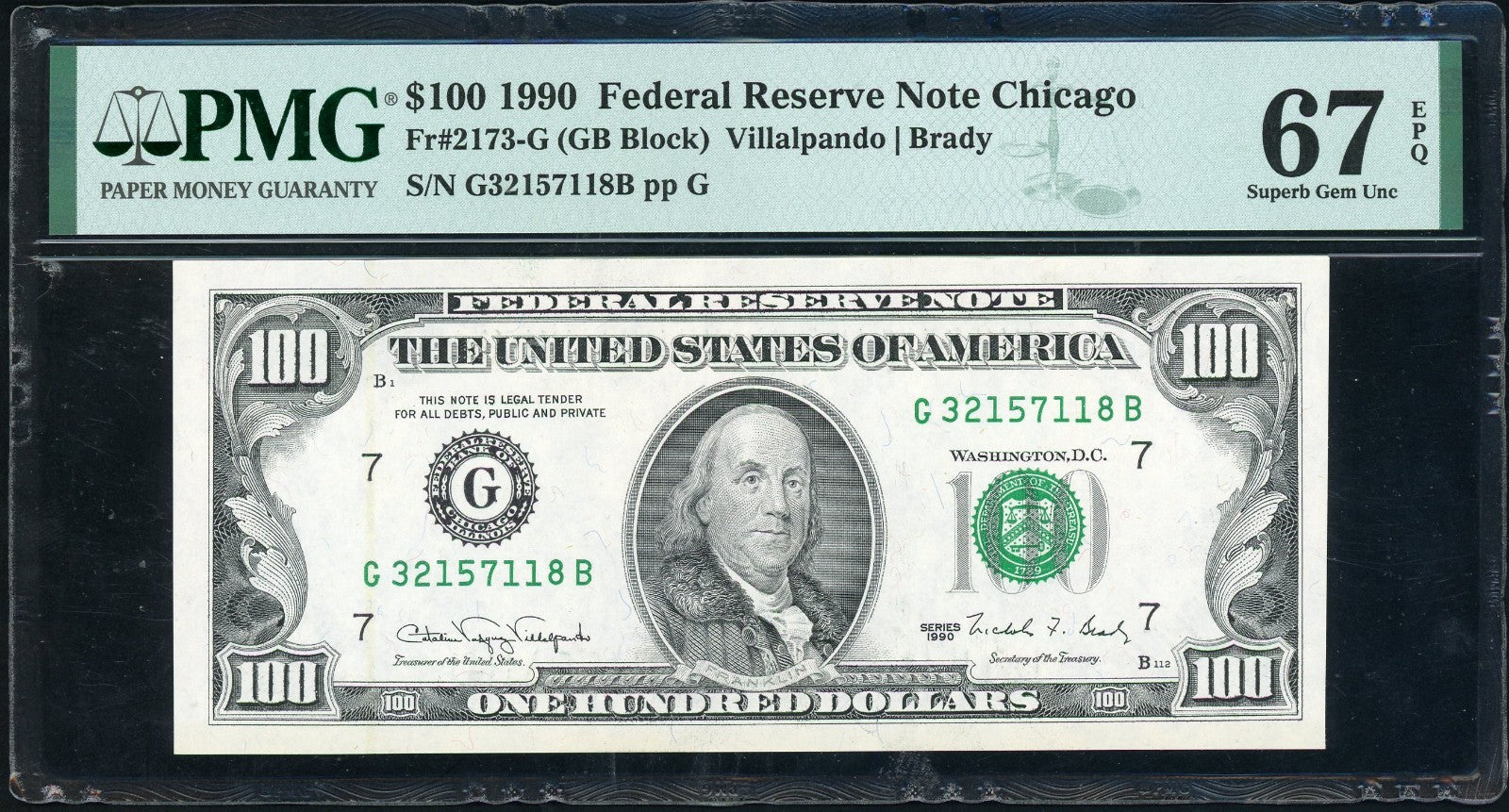 Fr 2173-G 1990 $100 Federal Reserve Note 