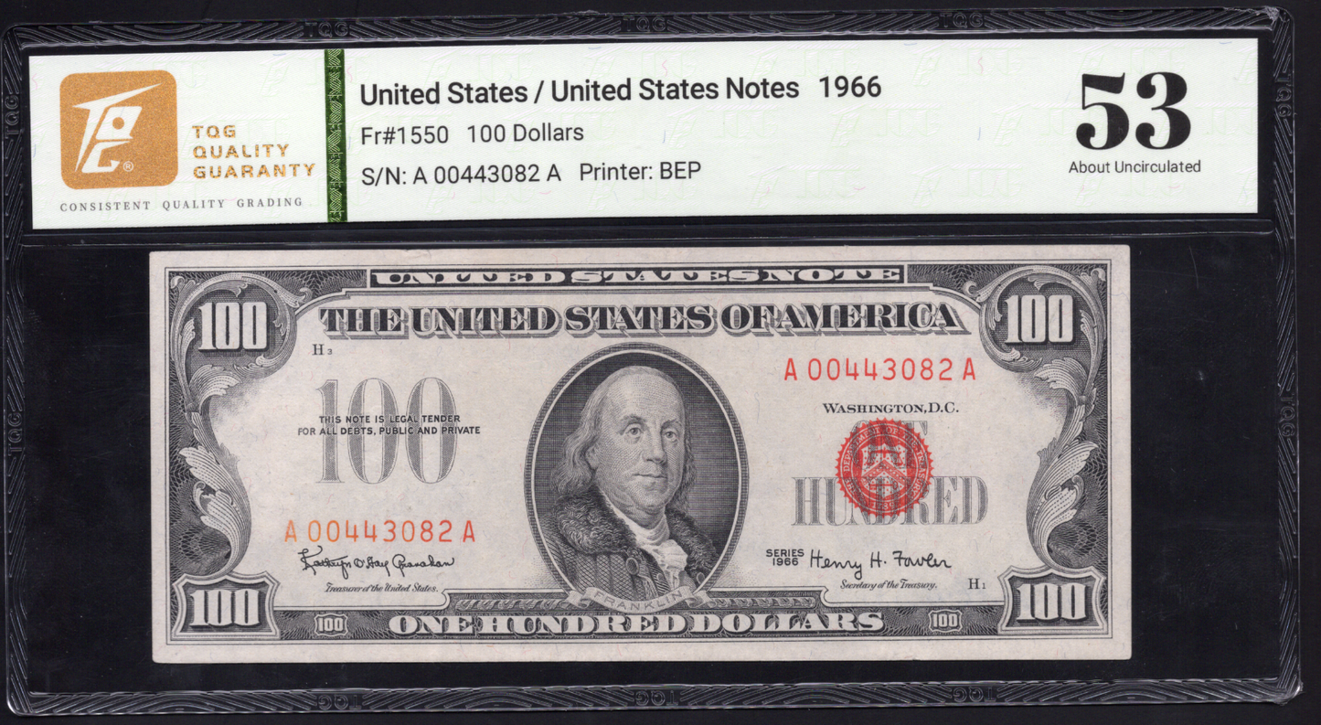 Fr 1550 1966 $100 Legal Tender