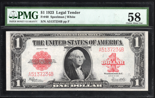 Fr 40 1923 $1 Legal Tender PMG 58