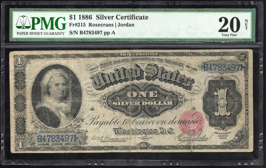 Fr 215 1886 $1 Silver Certificate PMG 20