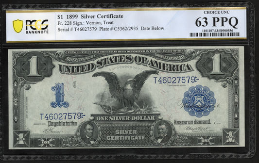 Fr 228 1899 $1 Silver Certificate PCGS 63 PPQ