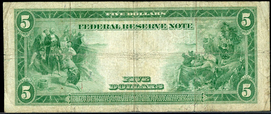 1914 $5 Federal Reserve Note Philidelphia Red Seal