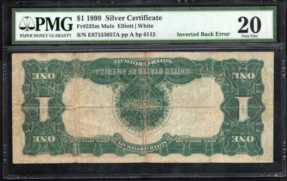 FR 235m 1899 $1 Silver Certificate INVERTED BACK ERROR