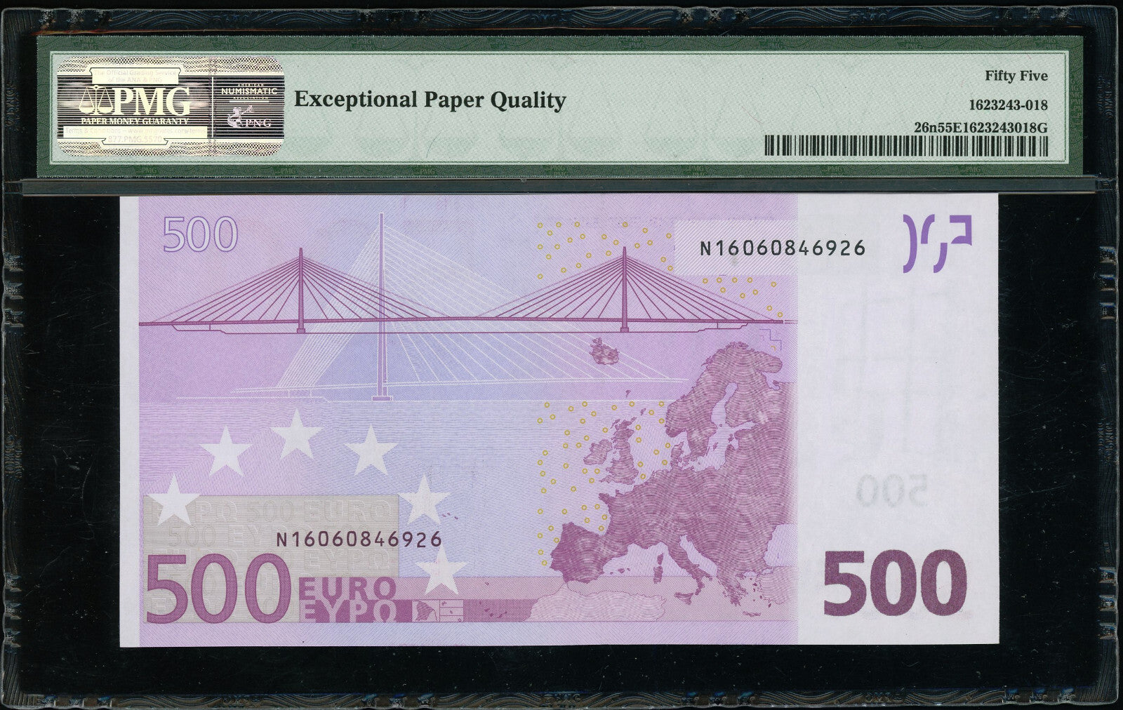 P-26n 2002 500 Euro European Union/Austria, PMG 55 EPQ About UNC 