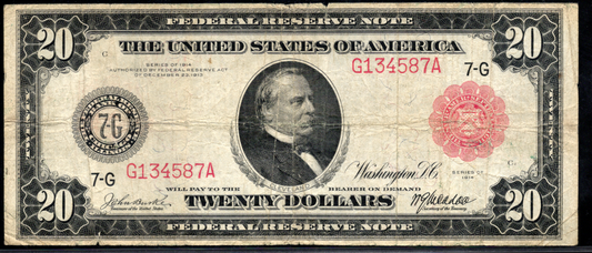 1914 $20 Federal Reserve Note Chicago Red Seal