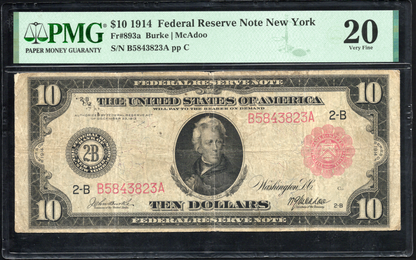 FR 893a 1914 $10 FRN NEW YORK RED SEAL SCARCE