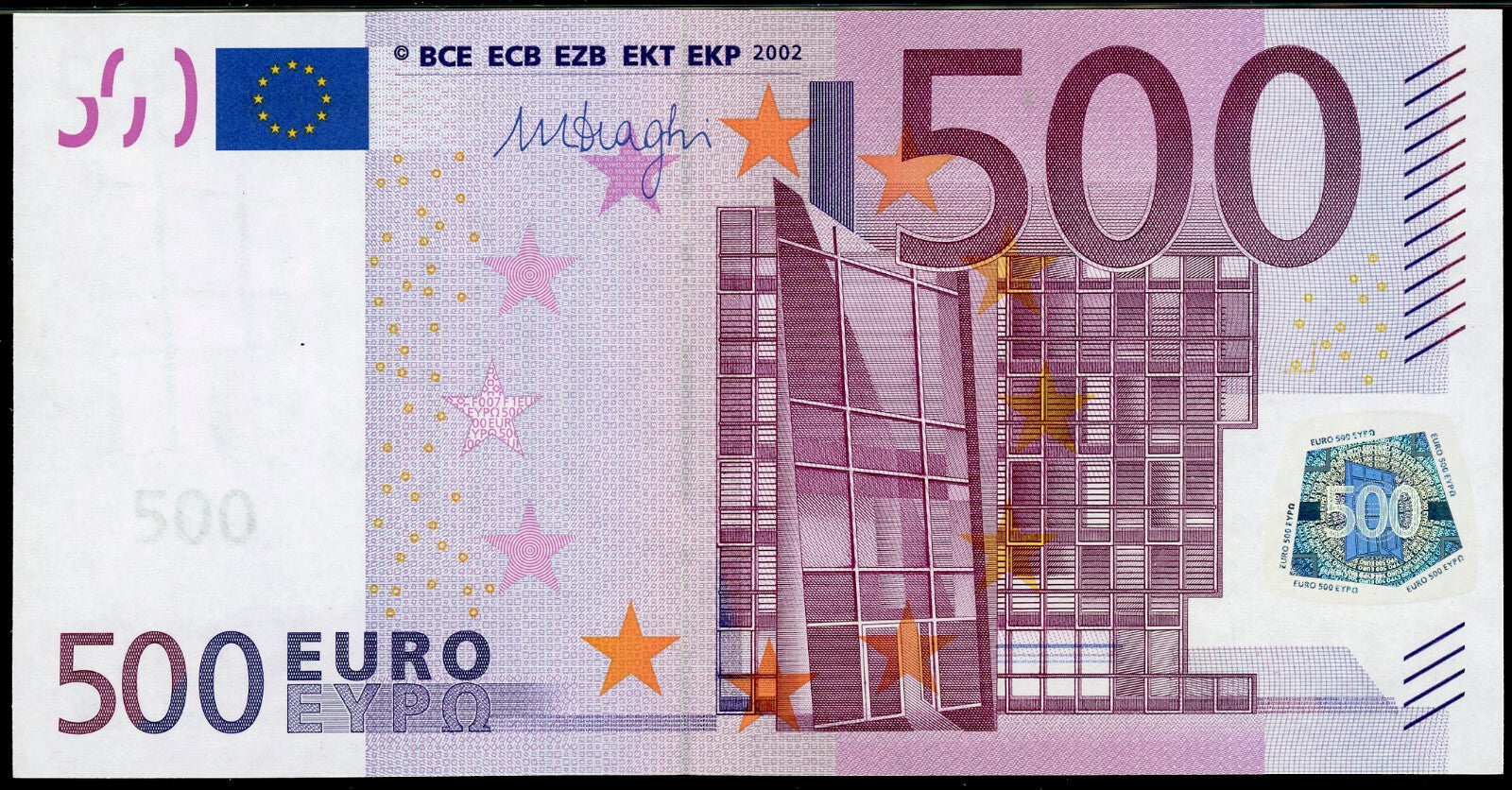 P-26n 2002 500 Euro European Union/Austria, PMG 55 EPQ About UNC 