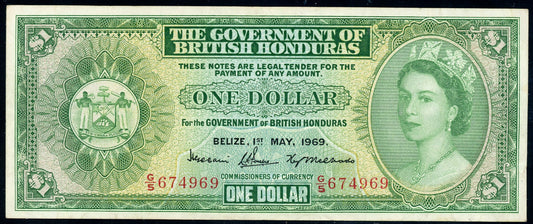 P-28b 1969 $1 British Honduras VF