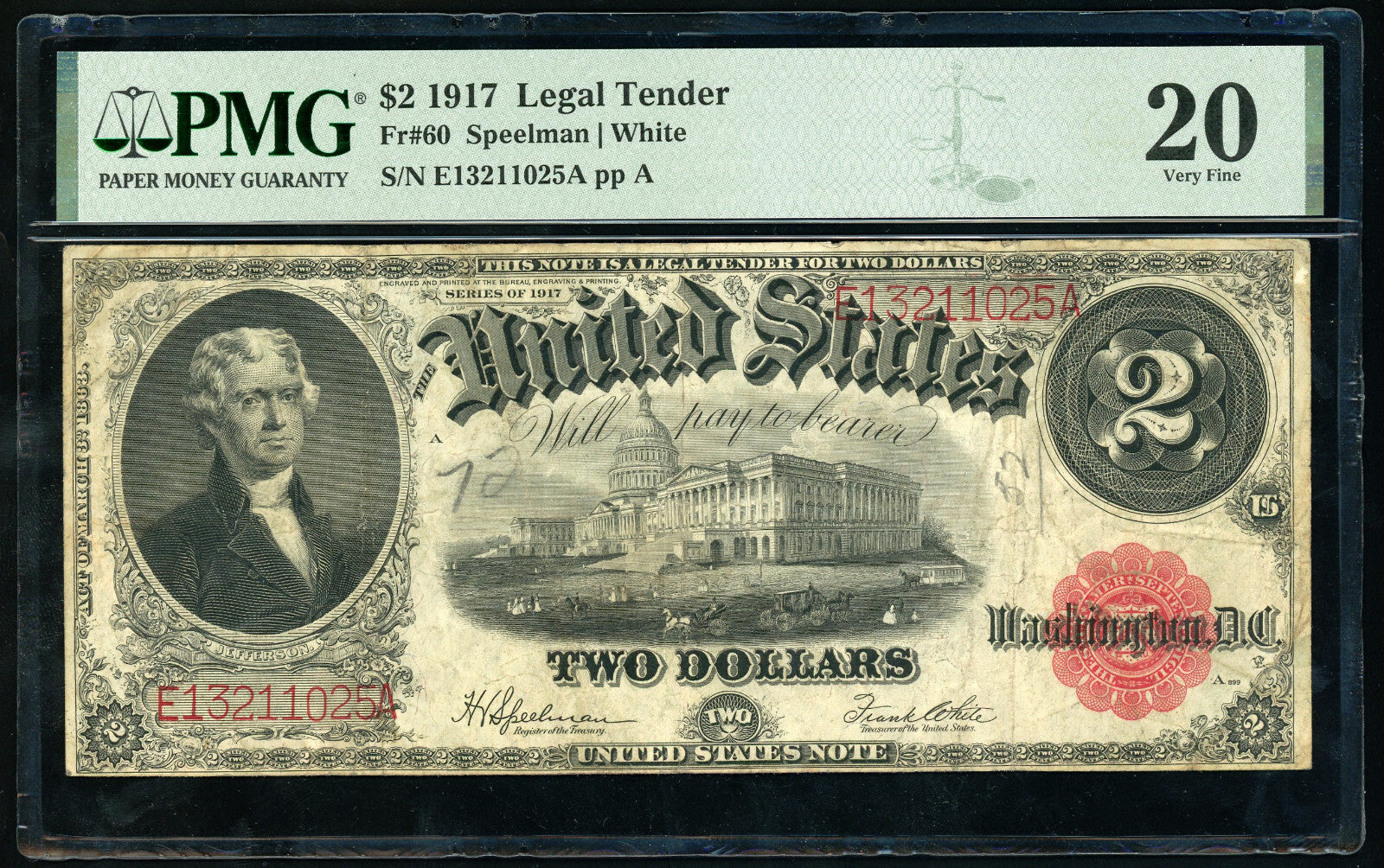 Fr 60 1917 $2 Legal Tender PMG 20 VF