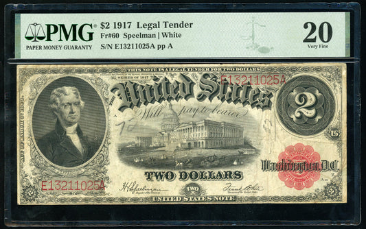 Fr 60 1917 $2 Legal Tender PMG 20 VF