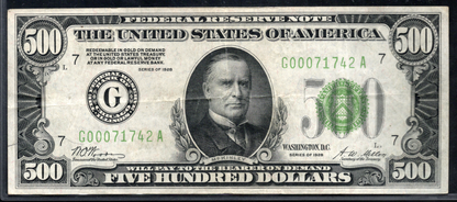 1928 $500 Federal Reserve Note Chicago