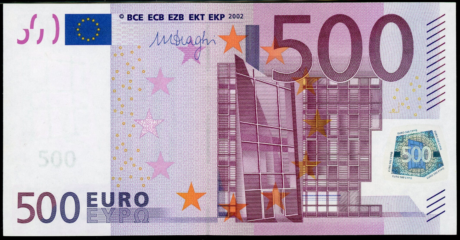 P-26n 2002 500 Euro European Union/Austria, PMG 55 EPQ About UNC 