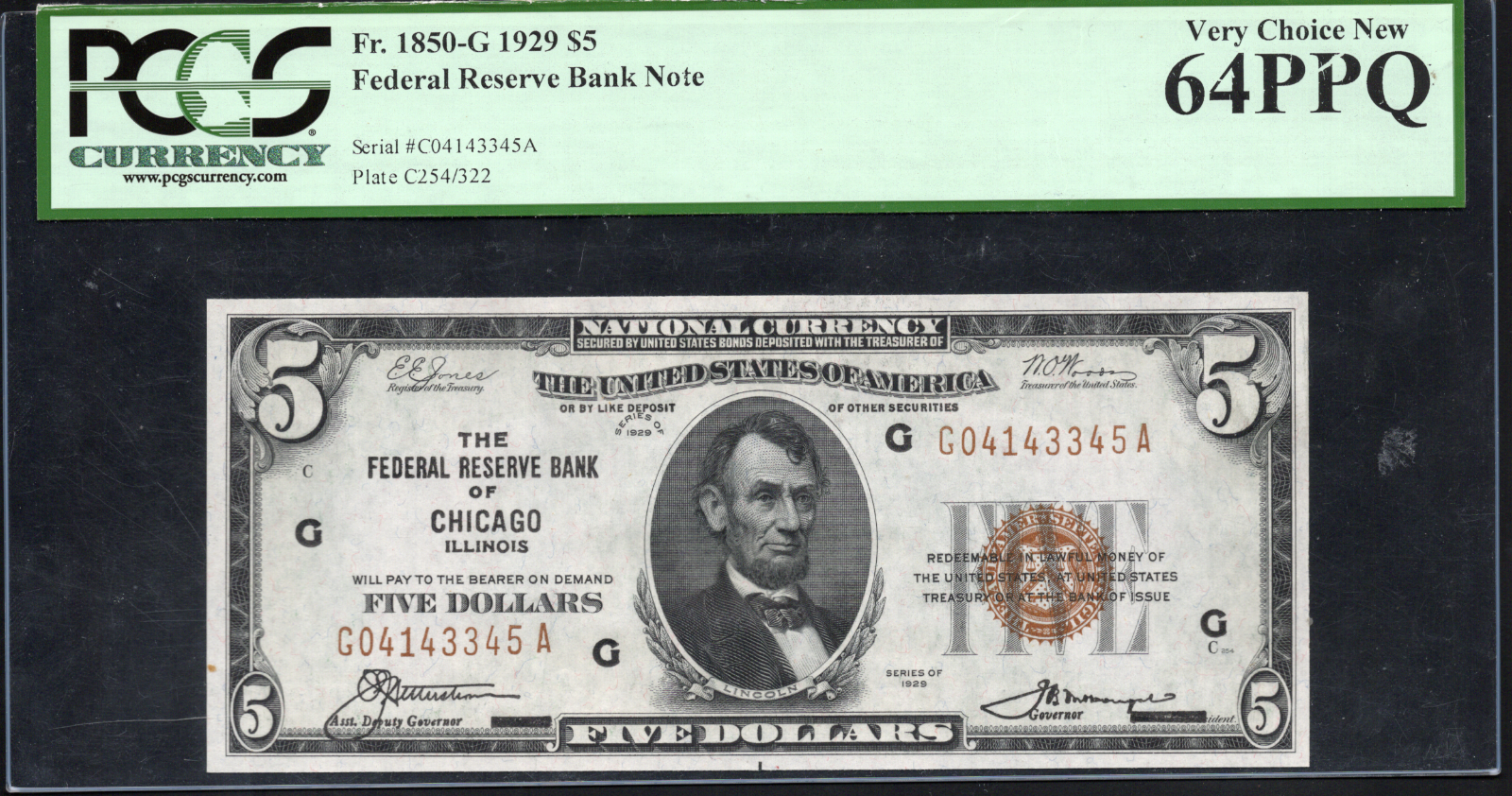 FR 1850-G 1929 $5 Federal Reserve Note CHICAGO