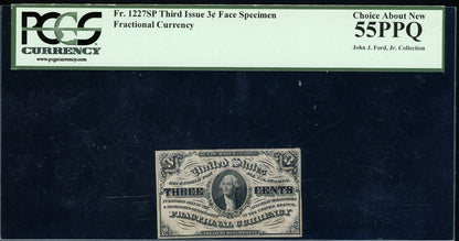Fr 1227sp Third Issue 3 cent Fractional Currency SPECIMEN PCGS 55 