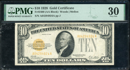 Fr 2400 1928 $10 Gold Certificate